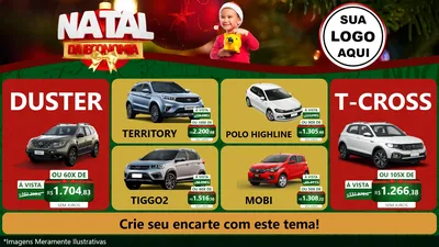 Modelo de TV para TV Horizontal com o tema Natal da Economia para Concessionaria de Carros