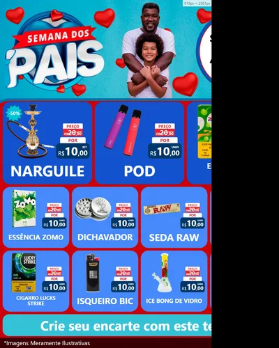 Modelo de Rede Social para Feed Instagram com o tema Semana Dos Pais para Tabacaria