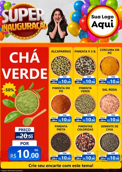 Modelo de Encarte para Encarte A4 Vertical com o tema Super Inauguração para Produtos Naturais