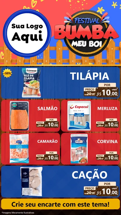 Modelo de TV para TV Vertical com o tema Festival Bumba Meu Boi para Peixaria