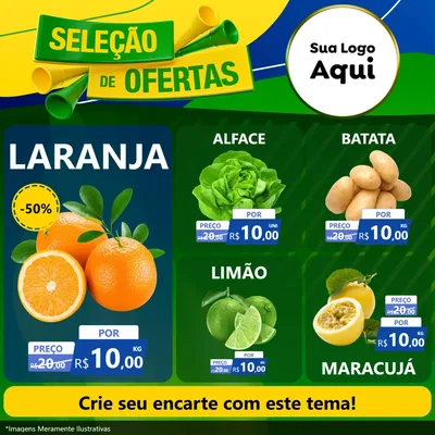 Modelo de Rede Social para Feed Facebook com o tema Seleção de Ofertas - Copa para Hortifrúti