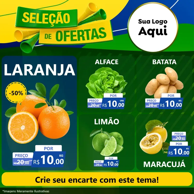 Modelo de Rede Social para Feed Facebook com o tema Seleção de Ofertas - Copa para Hortifrúti