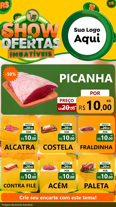 Modelo de Rede Social para Stories com o tema Show de Ofertas Imbatíveis para Açougue
