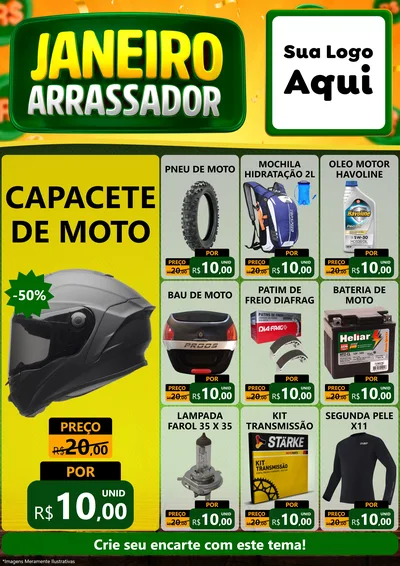Modelo de Encarte para Encarte A4 Vertical com o tema Janeiro Arrasador para Moto peças