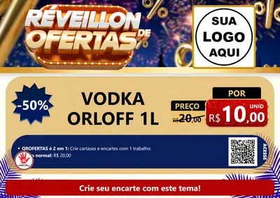 Modelo de Cartaz para Cartaz A4 Horizontal com o tema Réveillon de Ofertas para Distribuidora de bebidas