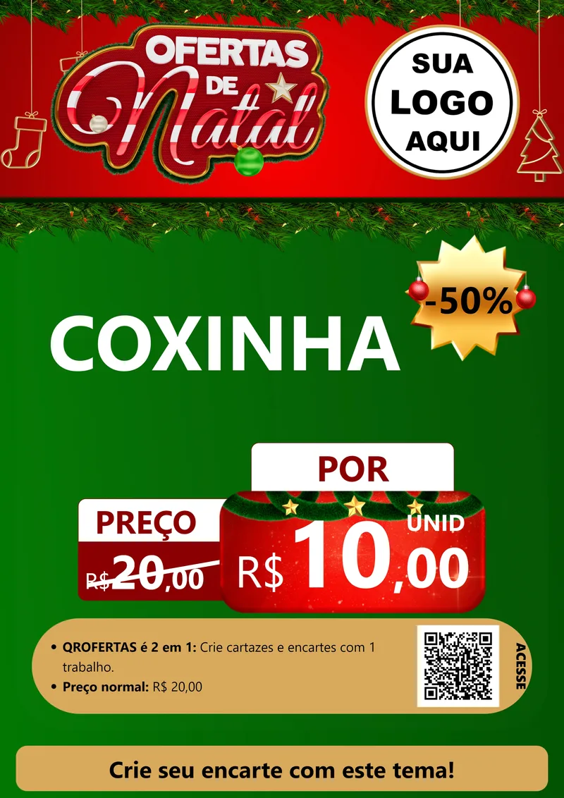 Modelo de Cartaz para Cartaz A4 Vertical com o tema Ofertas de Natal para Salgadaria