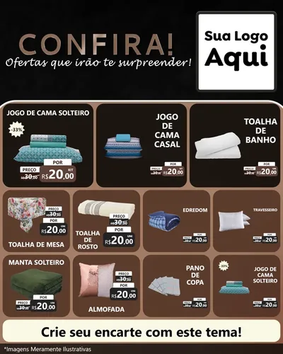 Modelo de Rede Social para Feed Instagram com o tema Confira! Ofertas que irão te surpreender! para Cama, Mesa e Banho