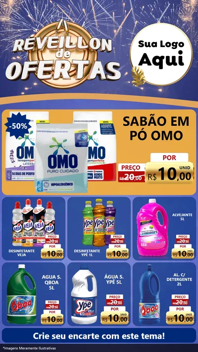 Modelo de Rede Social para Stories com o tema Réveillon de Ofertas para Produtos de Limpeza