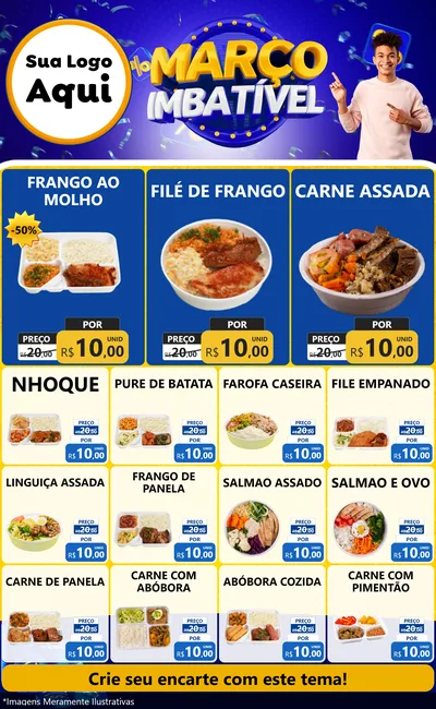 Modelo de Encarte para Encarte Grande com o tema Março Imbatível para Restaurante