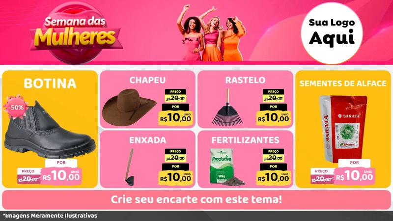 Modelo de TV para TV Horizontal com o tema Semana das Mulheres para Agropecuária