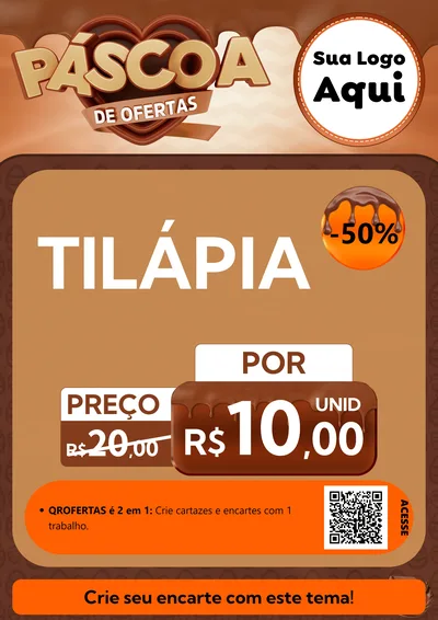 Modelo de Cartaz para Cartaz A4 Vertical com o tema Páscoa de Ofertas para Peixaria