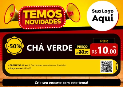 Modelo de Cartaz para Cartaz A4 Horizontal com o tema Temos Novidades para Produtos Naturais