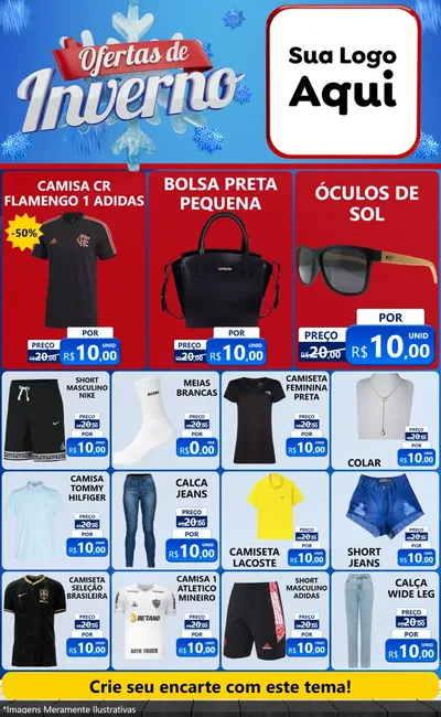 Modelo de Encarte para Encarte Grande com o tema Ofertas de Inverno para Roupas e acessórios