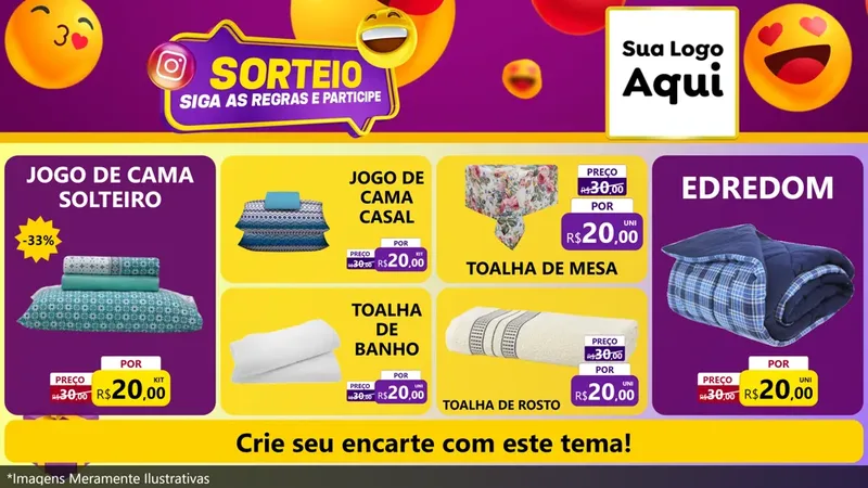 Modelo de TV para TV Horizontal com o tema Sorteio para Cama, Mesa e Banho