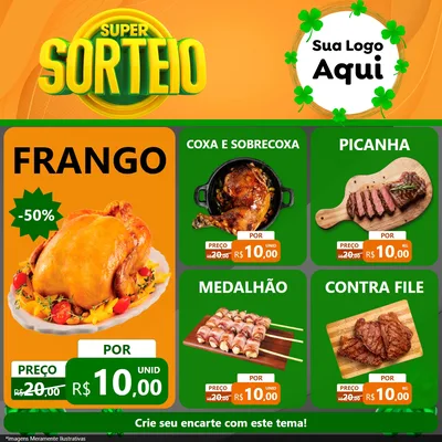 Modelo de Rede Social para Feed Facebook com o tema Super Sorteio para Assados