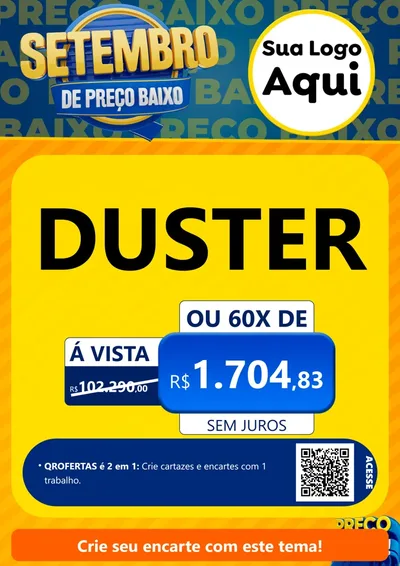 Modelo de Cartaz para Cartaz A4 Vertical com o tema Setembro De Preço Baixo para Concessionaria de Carros