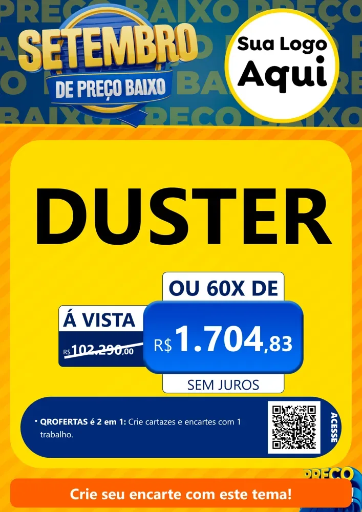 Modelo de Cartaz para Cartaz A4 Vertical com o tema Setembro De Preço Baixo para Concessionaria de Carros