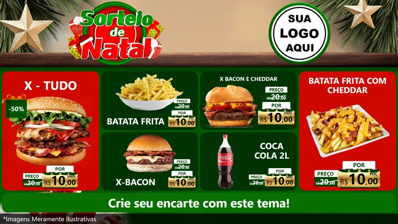 Modelo de TV para TV Horizontal com o tema Sorteio de Natal para Hamburgueria
