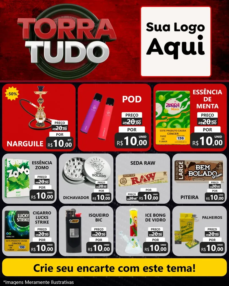 Modelo de Rede Social para Feed Instagram com o tema Torra Tudo para Tabacaria
