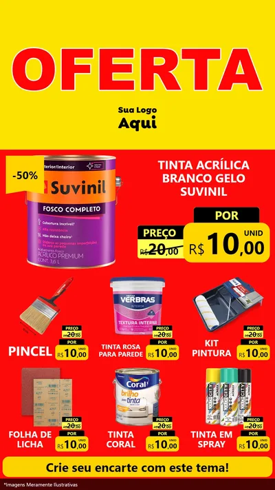 Modelo de Rede Social para Stories com o tema OFERTA - Vermelho Cartaz para Tintas e Ferramentas