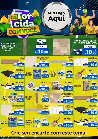 Modelo de Encarte para Encarte A4 Vertical com o tema Na Torcida Com Você - Copa para Pisos e revestimentos