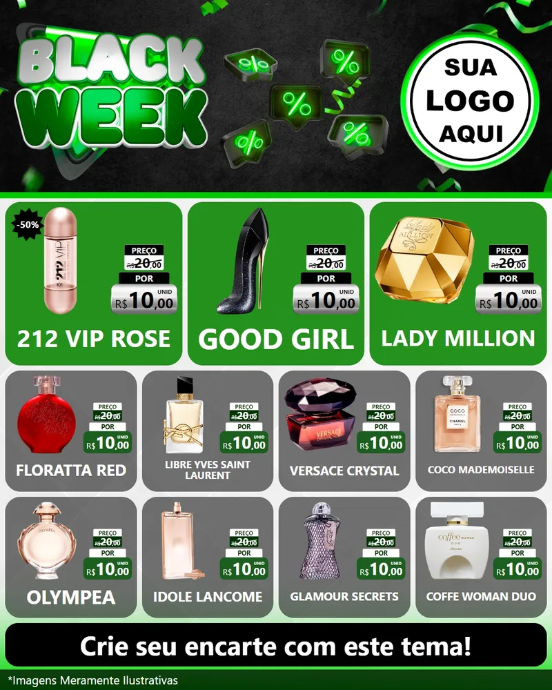 Modelo de Rede Social para Feed Instagram com o tema Black Week para Perfumes