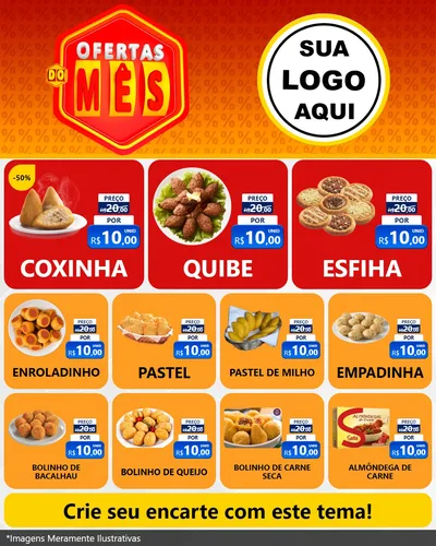 Modelo de Rede Social para Feed Instagram com o tema Ofertas do Mês para Salgadaria