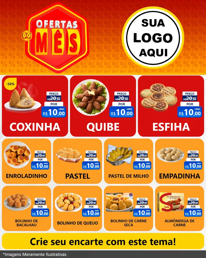 Modelo de Rede Social para Feed Instagram com o tema Ofertas do Mês para Salgadaria