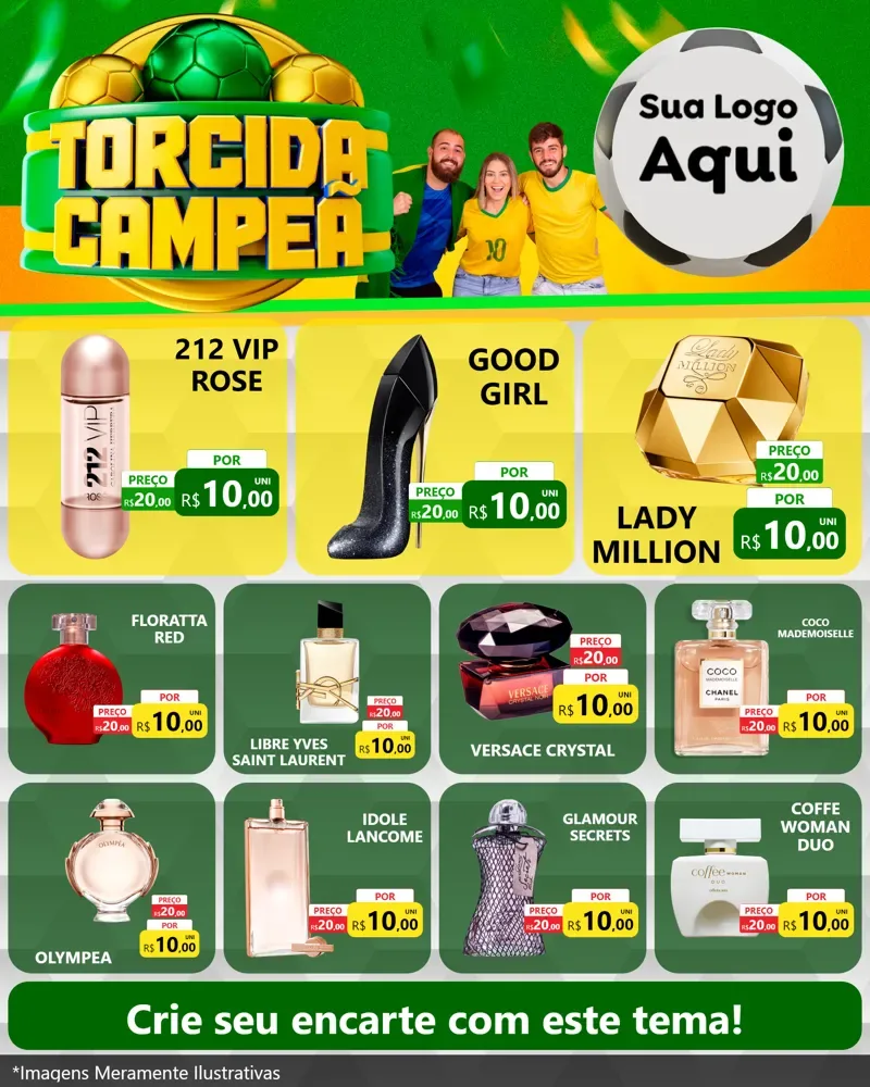 Modelo de Rede Social para Feed Instagram com o tema Torcida Campeã - Copa para Perfumes