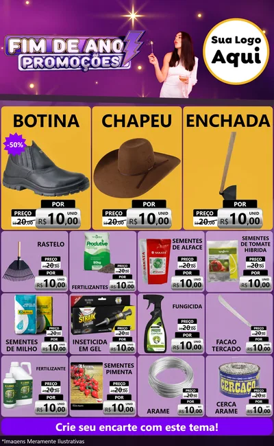 Modelo de Encarte para Encarte Grande com o tema Fim de Ano Promoções para Agropecuária