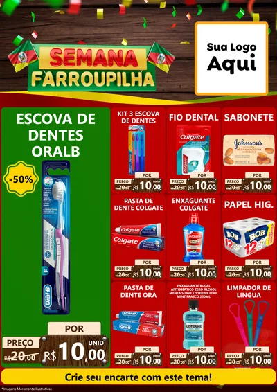 Modelo de Encarte para Encarte A4 Vertical com o tema Semana Farroupilha para Higiene Pessoal