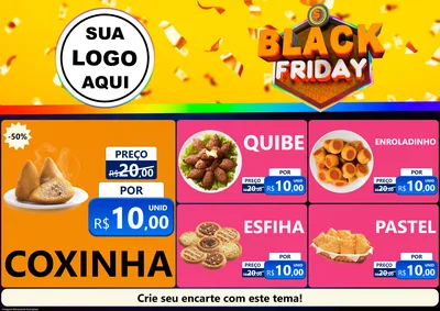 Modelo de Encarte para Encarte A4 Horizontal com o tema Black Friday para Salgadaria