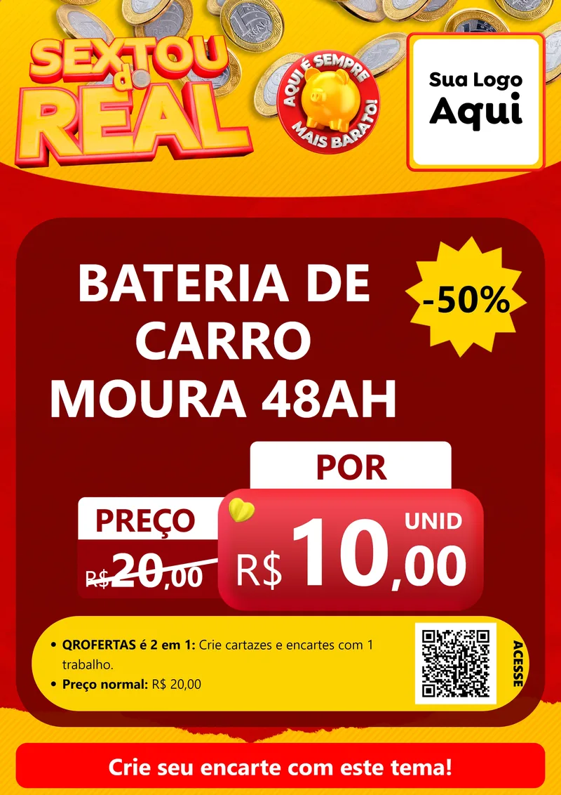 Modelo de Cartaz para Cartaz A4 Vertical com o tema Sextou do Real para Baterias Elétricas