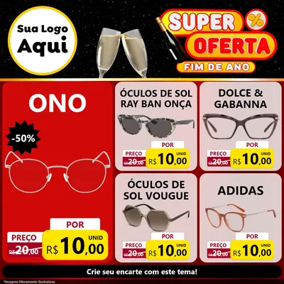 Modelo de Rede Social para Feed Facebook com o tema Super Oferta Fim de Ano para Óticas