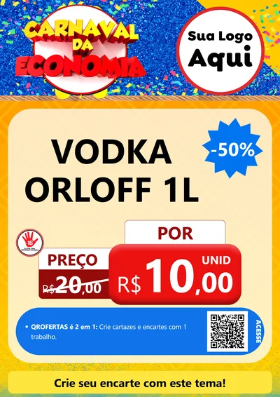 Modelo de Cartaz para Cartaz A4 Vertical com o tema Carnaval da Economia para Distribuidora de bebidas