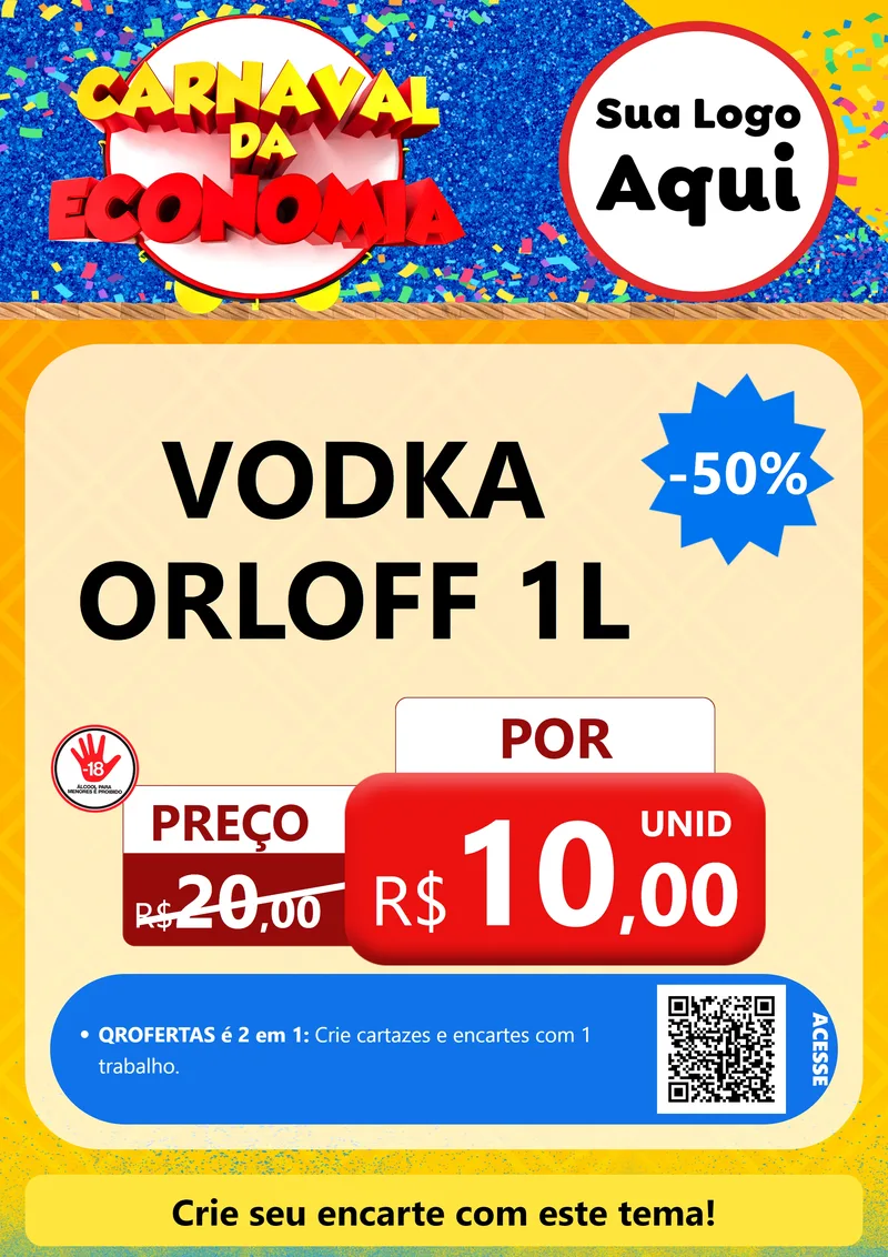Modelo de Cartaz para Cartaz A4 Vertical com o tema Carnaval da Economia para Distribuidora de bebidas