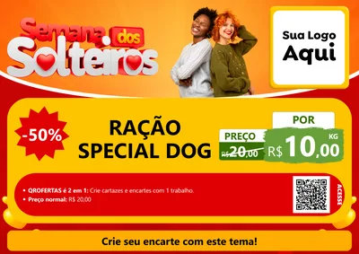 Modelo de Cartaz para Cartaz A4 Horizontal com o tema Semana dos Solteiros para Pet Shop