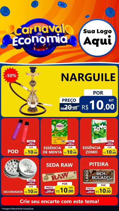 Modelo de Rede Social para Stories com o tema Carnaval da Economia para Tabacaria