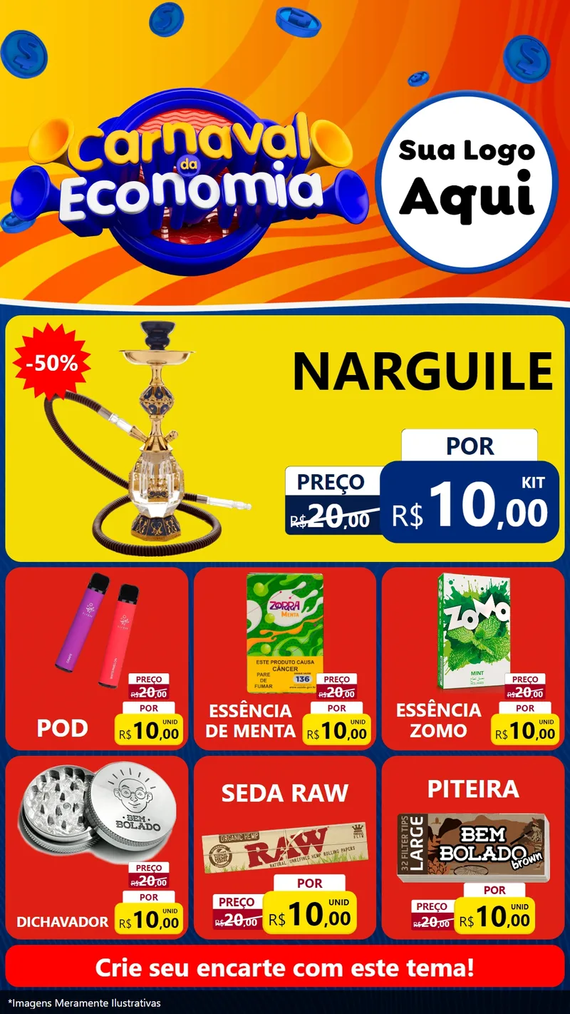 Modelo de Rede Social para Stories com o tema Carnaval da Economia para Tabacaria