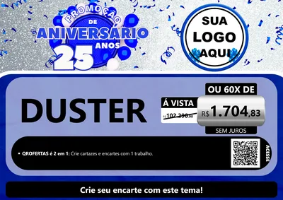 Modelo de Cartaz para Cartaz A4 Horizontal com o tema Promoção de Aniversário - 25 Anos para Concessionaria de Carros