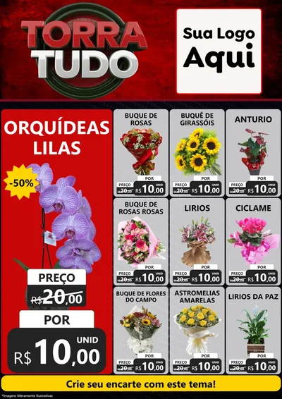 Modelo de Encarte para Encarte A4 Vertical com o tema Torra Tudo para Floricultura e jardim