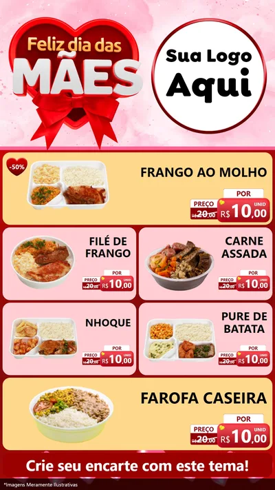 Modelo de TV para TV Vertical com o tema Feliz Dia Das Mães para Restaurante
