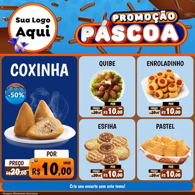 Modelo de Rede Social para Feed Facebook com o tema Promoção Páscoa para Salgadaria