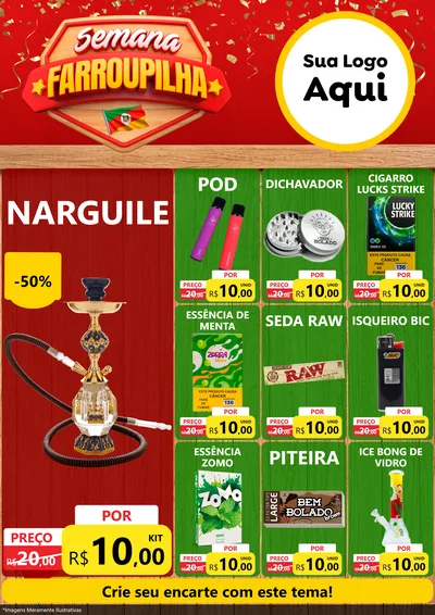 Modelo de Encarte para Encarte A4 Vertical com o tema Semana Farroupilha para Tabacaria