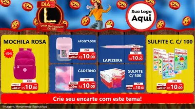 Modelo de TV para TV Horizontal com o tema Dia L - O Dia Mais Barato Do Mês para Papelaria
