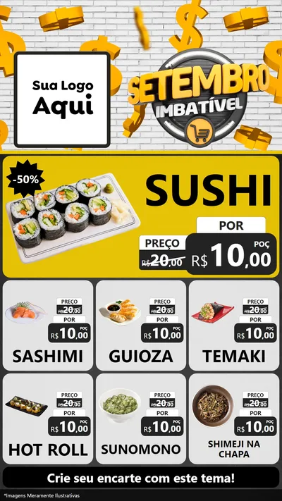 Modelo de Rede Social para Stories com o tema Setembro Imbatível para Comida japonesa