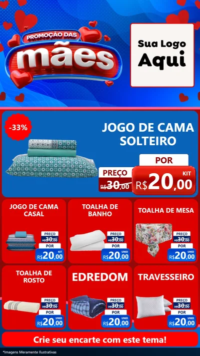 Modelo de Rede Social para Stories com o tema Promoção das Mães para Cama, Mesa e Banho