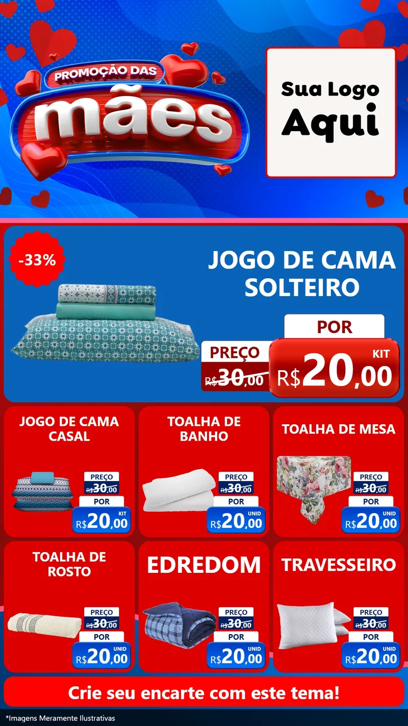 Modelo de Rede Social para Stories com o tema Promoção das Mães para Cama, Mesa e Banho