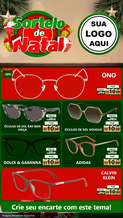 Modelo de TV para TV Vertical com o tema Sorteio de Natal para Óticas
