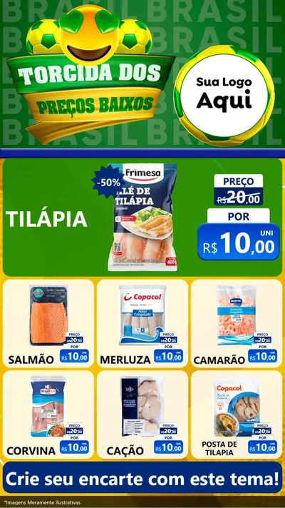 Modelo de Rede Social para Stories com o tema Torcida dos Preços Baixos - Copa para Peixaria